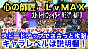 にゃんこ 心の師匠 Lv MAX very hard ストリートファイター にゃんこ大戦争 ユーザーランク20862 キャラレベルは説明欄に